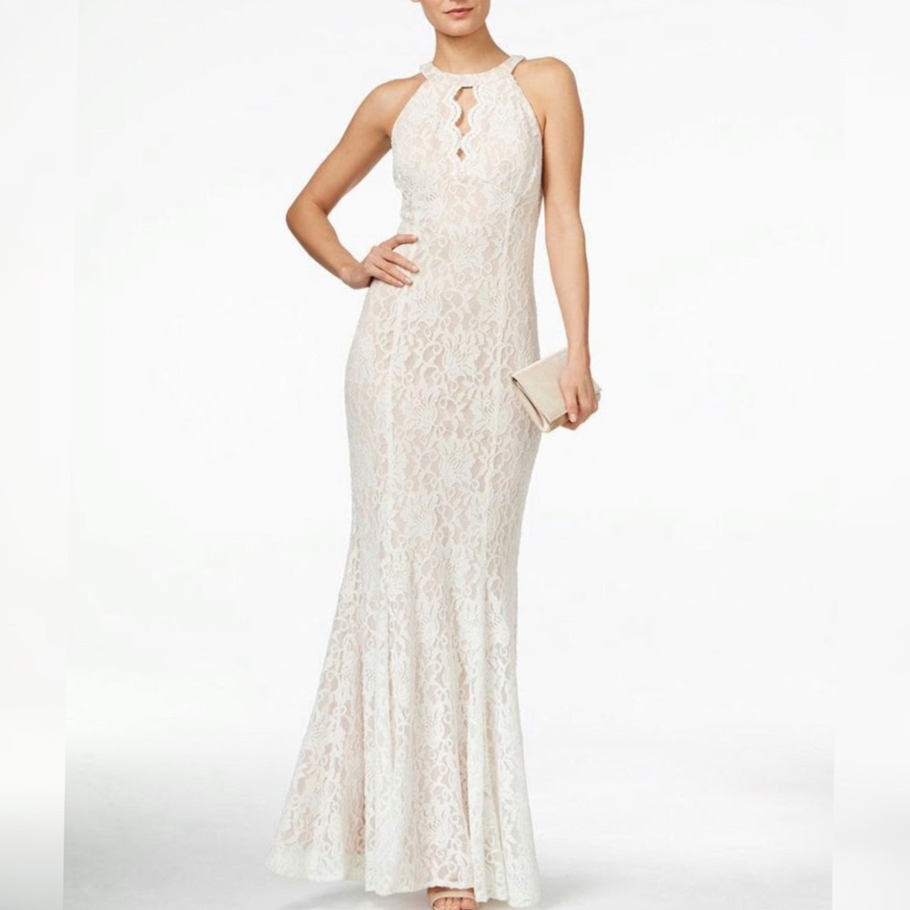 Nightway White/Beige Formal Dress | Size 4